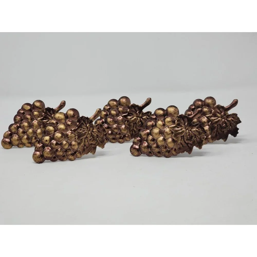 Vintage Metal Grapevine Napkin Rings Brushed‎ Brass Or Gold Tone Set Of 5